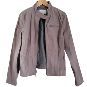 Banana Republic Taupe Moto Jacket Womens Size 10 Stretch Gray